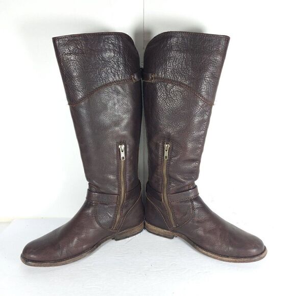 Frye Women's Phillip US 7,5B Brown Leather Buckle knee High Riding Boots - Picture 5 of 14